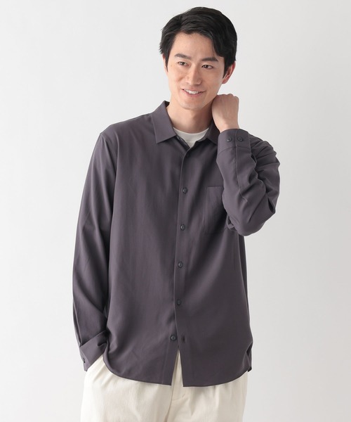 GLOBAL WORK（グローバルワーク）の「サラサマレギュラーシャツ長袖/636452（シャツ/ブラウス・メンズ・モカ/ライトパープル/サックスブルー/グレイッシュベージュ/グリーン/チャコールグレー・X-LARGE/LARGE/MEDIUM/SMALL）」の14枚目の写真