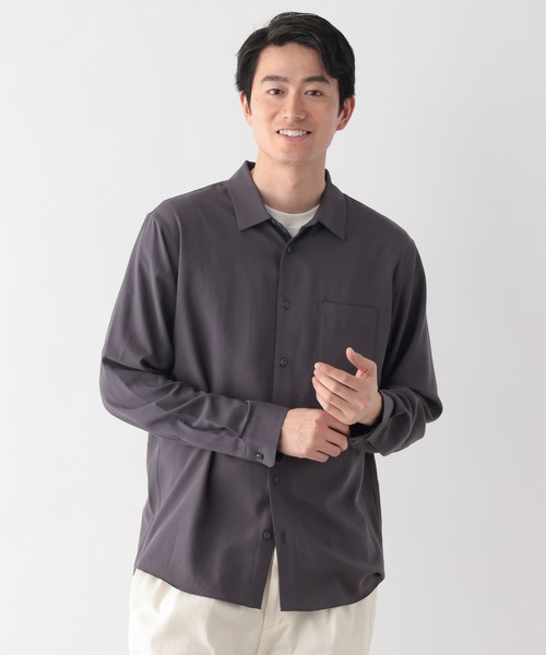 GLOBAL WORK（グローバルワーク）の「サラサマレギュラーシャツ長袖/636452（シャツ/ブラウス・メンズ・モカ/ライトパープル/サックスブルー/グレイッシュベージュ/グリーン/チャコールグレー・X-LARGE/LARGE/MEDIUM/SMALL）」の15枚目の写真