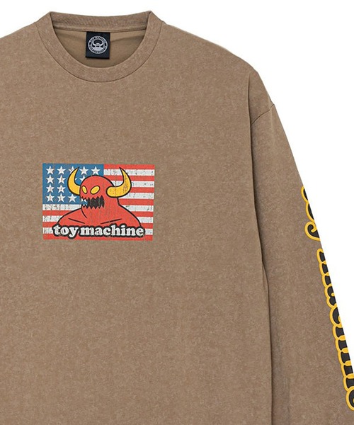 TOY MACHINE(トイ マシーン)の「TM AMERICAN MONSTER FADE WASH LONG TEE(Tシャツ/カットソー・メンズ・ネイビー/ライトブラウン・M/L/XL)」の2枚目の写真