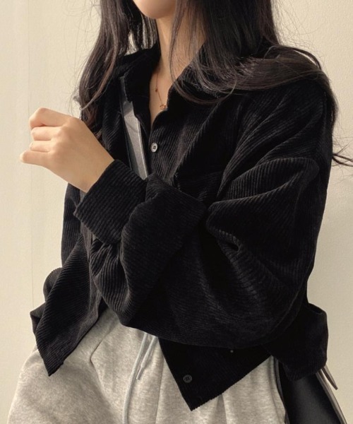 Ritzy(リッツィー)の「コーデュロイクロップドシャツ(シャツ/ブラウス・レディース・グレー/カーキ/ブラック・FREE)」の10枚目の写真