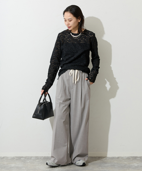 JOURNAL STANDARD（ジャーナルスタンダード）の「《追加》ソモウライクイージースラックス（その他パンツ・レディース・ライトグレー/ネイビー・36/38）」の3枚目の写真