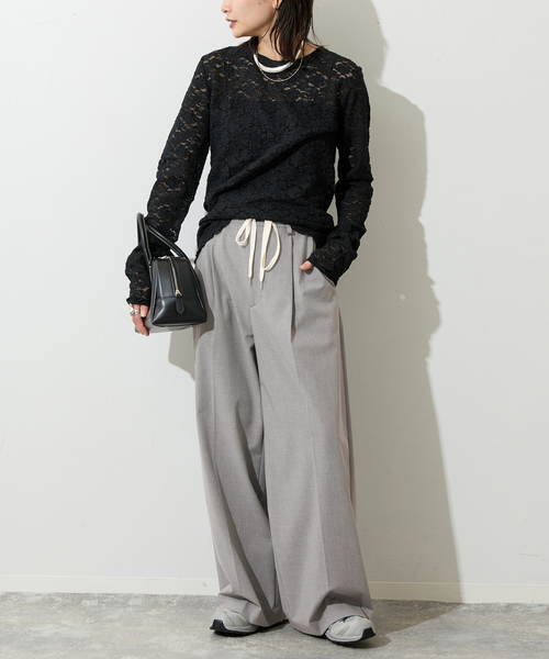 JOURNAL STANDARD（ジャーナルスタンダード）の「《追加》ソモウライクイージースラックス（その他パンツ・レディース・ライトグレー/ネイビー・36/38）」の7枚目の写真