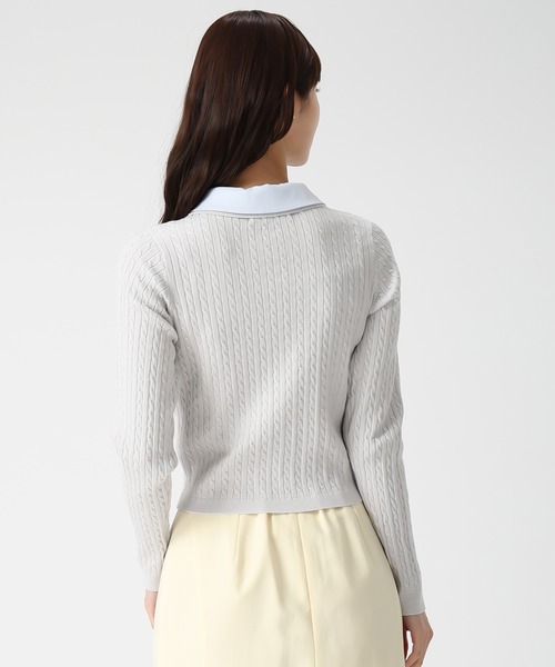 MISCH MASCH（ミッシュマッシュ）の「2026春夏新作 ダブル衿ケーブルカーディガン（カーディガン/ボレロ・レディース・グリーン/ホワイト/グレー・ﾌﾘ-）」の12枚目の写真