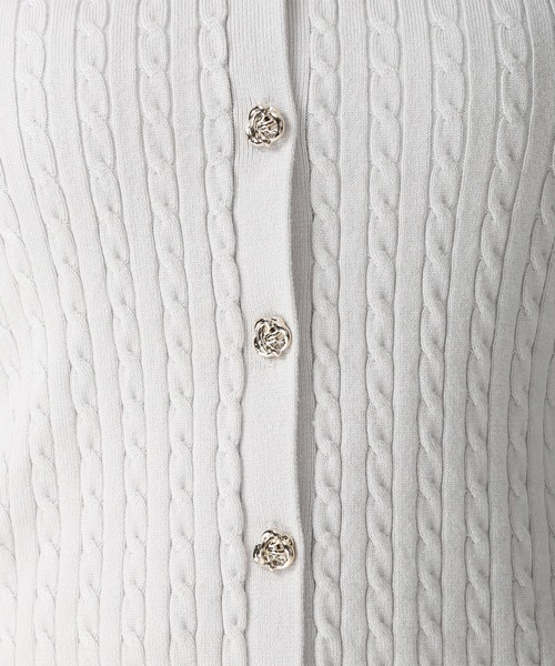MISCH MASCH（ミッシュマッシュ）の「2026春夏新作 ダブル衿ケーブルカーディガン（カーディガン/ボレロ・レディース・グリーン/ホワイト/グレー・ﾌﾘ-）」の20枚目の写真