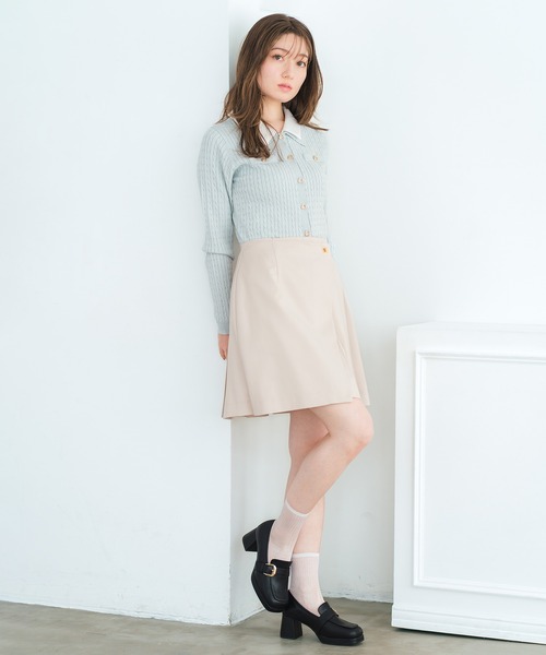 MISCH MASCH（ミッシュマッシュ）の「2026春夏新作 ダブル衿ケーブルカーディガン（カーディガン/ボレロ・レディース・グリーン/ホワイト/グレー・ﾌﾘ-）」の7枚目の写真