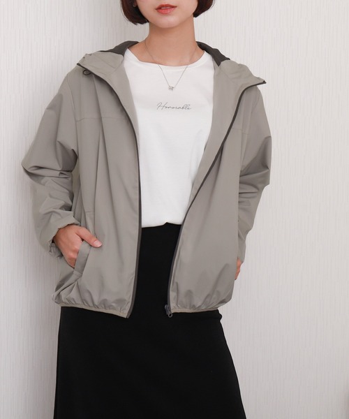 libelle more（リベル モア）の「【撥水加工】防風フード付きブルゾン（ブルゾン・レディース・アイボリー/グレイッシュベージュ/オリーブ/ブラック/ピンク・M/L）」の15枚目の写真