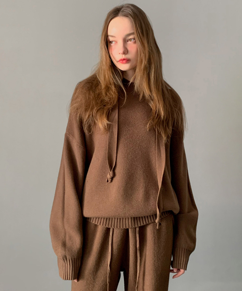 VASCARA（バスカラ）の「[SET] Loose Fit Hoodie+Pants Knit Set-up (4colors)（ニット/セーター・レディース・アイボリー/ブラック/ブラウン/ベージュ・FREE）」の6枚目の写真