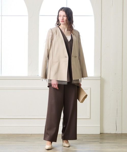 AIMER（エメ）の「ツイルストレッチワイドパンツ【セットアップ可能】（その他パンツ・レディース・ブラック/ブラウン・MEDIUM）」の11枚目の写真