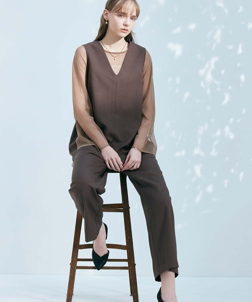 AIMER（エメ）の「ツイルストレッチワイドパンツ【セットアップ可能】（その他パンツ・レディース・ブラック/ブラウン・MEDIUM）」の13枚目の写真