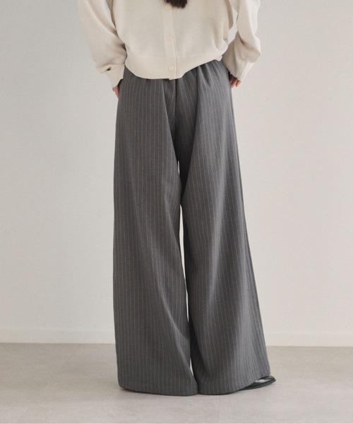 SOYEN（ソイエン）の「ダブルドロストワイドパンツ/セットアップ可　イージースラックス　ピンストライプ　無地（その他パンツ・レディース・グレー/チャコール・F）」の9枚目の写真