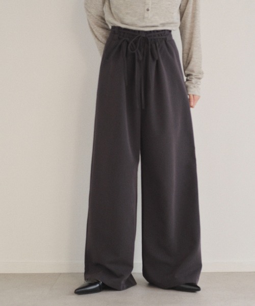 SOYEN（ソイエン）の「ダブルドロストワイドパンツ/セットアップ可　イージースラックス　ピンストライプ　無地（その他パンツ・レディース・グレー/チャコール・F）」の15枚目の写真