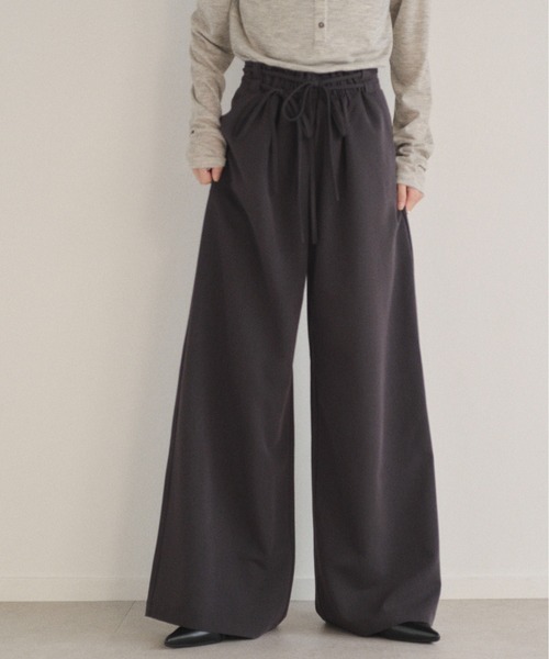 SOYEN（ソイエン）の「ダブルドロストワイドパンツ/セットアップ可　イージースラックス　ピンストライプ　無地（その他パンツ・レディース・グレー/チャコール・F）」の16枚目の写真