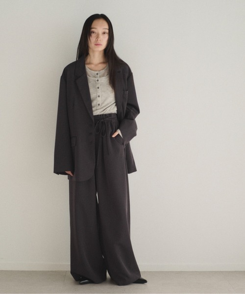 SOYEN（ソイエン）の「ダブルドロストワイドパンツ/セットアップ可　イージースラックス　ピンストライプ　無地（その他パンツ・レディース・グレー/チャコール・F）」の20枚目の写真