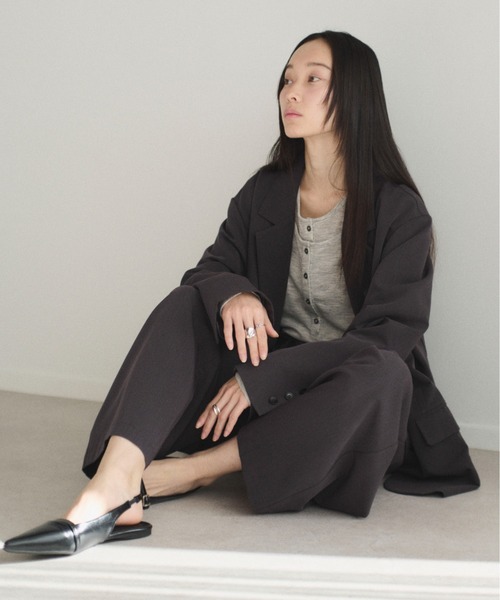 SOYEN（ソイエン）の「ダブルドロストワイドパンツ/セットアップ可　イージースラックス　ピンストライプ　無地（その他パンツ・レディース・グレー/チャコール・F）」の21枚目の写真