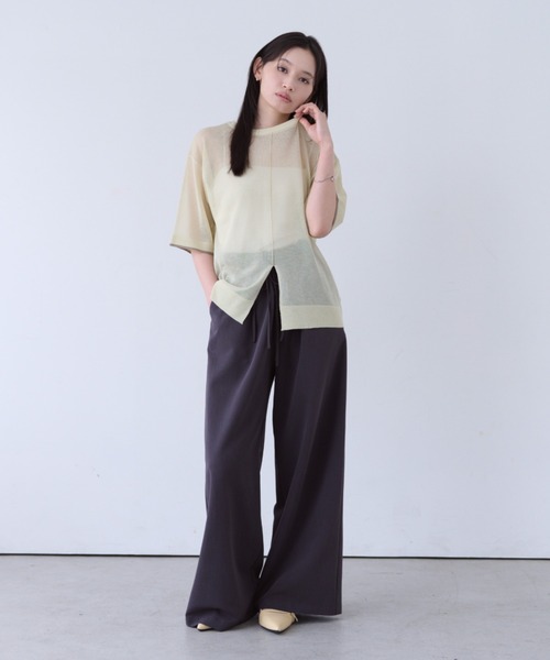 SOYEN(ソイエン)の「ダブルドロストワイドパンツ/セットアップ可 イージースラックス ピンストライプ 無地(スラックス・レディース・グレー/チャコール・F)」の18枚目の写真