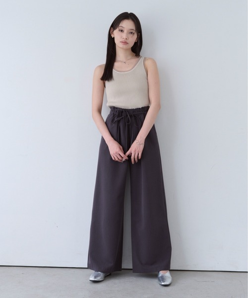 SOYEN(ソイエン)の「ダブルドロストワイドパンツ/セットアップ可 イージースラックス ピンストライプ 無地(スラックス・レディース・グレー/チャコール・F)」の14枚目の写真
