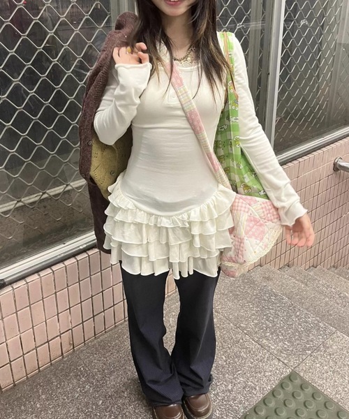 FUNdaysion(ファンデイション)の「フィットフレアミニワンピース(ワンピース・レディース・ホワイト/グレー・M)」の3枚目の写真