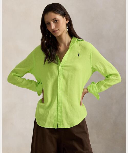 POLO RALPH LAUREN(ポロ ラルフ ローレン)の「クラシック フィット リネン シャツ(シャツ/ブラウス・レディース・イエロー・M/L/S/XL/XS/XXS)」の6枚目の写真