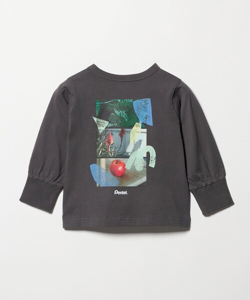 Pentel＞ロングスリーブTシャツ（ダークグレー） / キッズ 100cm-130cm