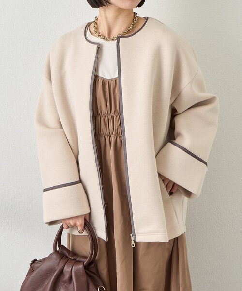 Jena espace merveilleux（ジェナ　エスパスメルヴェイユ）の「テープラインダンボールジャケット（その他アウター・レディース・ブラック/ベージュ系その他/ベージュ・FREE）」の3枚目の写真