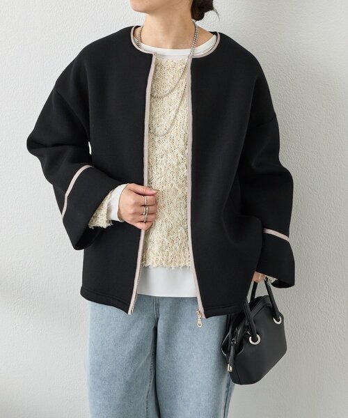 Jena espace merveilleux（ジェナ　エスパスメルヴェイユ）の「テープラインダンボールジャケット（その他アウター・レディース・ブラック/ベージュ系その他/ベージュ・FREE）」の4枚目の写真