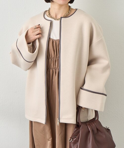 Jena espace merveilleux（ジェナ　エスパスメルヴェイユ）の「テープラインダンボールジャケット（その他アウター・レディース・ブラック/ベージュ系その他/ベージュ・FREE）」の12枚目の写真