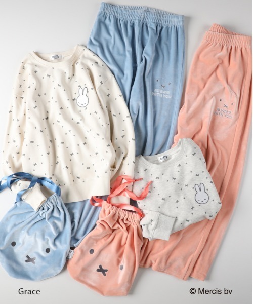 Right-on(ライトオン)の「miffy ルームウェアセット (かわいい / リラックス / ストレッチ / おしゃれ)(ルームウェア/パジャマ・レディース・ピンク/ネイビー×ホワイト・M/L)」の3枚目の写真