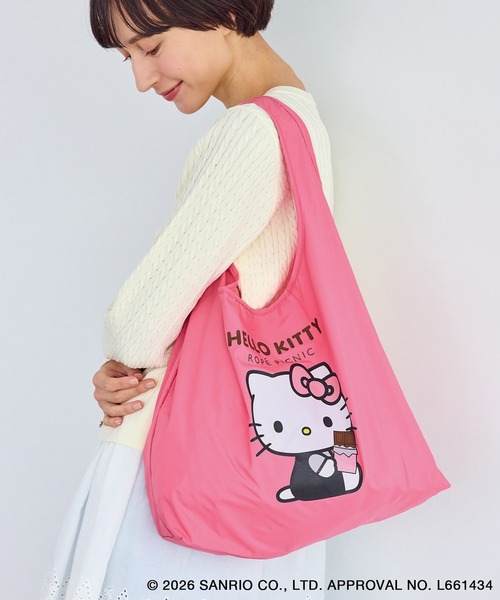 ハローキティコラボ（ハローキティコラボ）の「【ROPE' PICNIC×ハローキティ】折りたたみエコバッグ（エコバッグ/サブバッグ・レディース・ホワイト/ピンク系その他・FREE）」の2枚目の写真