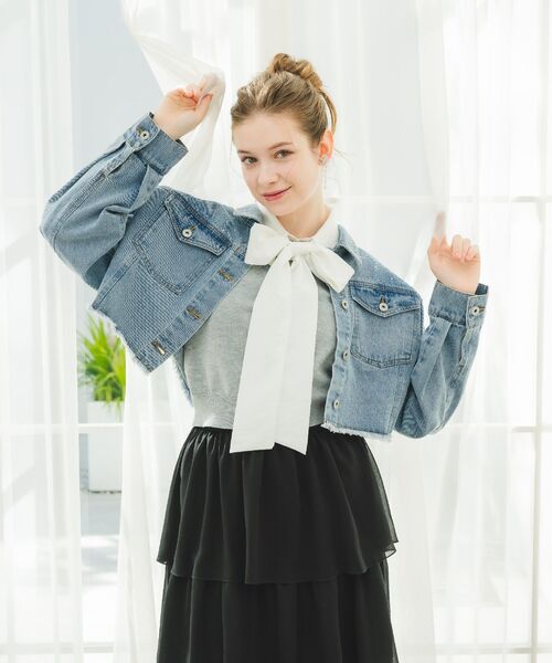 ems excite（エムズエキサイト）の「ビジュー付きデニムJK（デニムジャケット・レディース・ブルー/ブラック・FREE）」の20枚目の写真