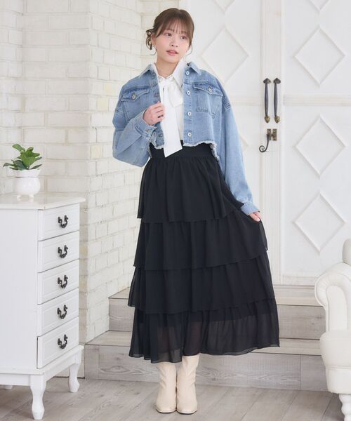 ems excite（エムズエキサイト）の「ビジュー付きデニムJK（デニムジャケット・レディース・ブルー/ブラック・FREE）」の22枚目の写真