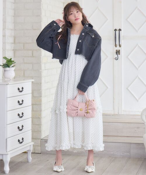 ems excite（エムズエキサイト）の「ビジュー付きデニムJK（デニムジャケット・レディース・ブルー/ブラック・FREE）」の4枚目の写真