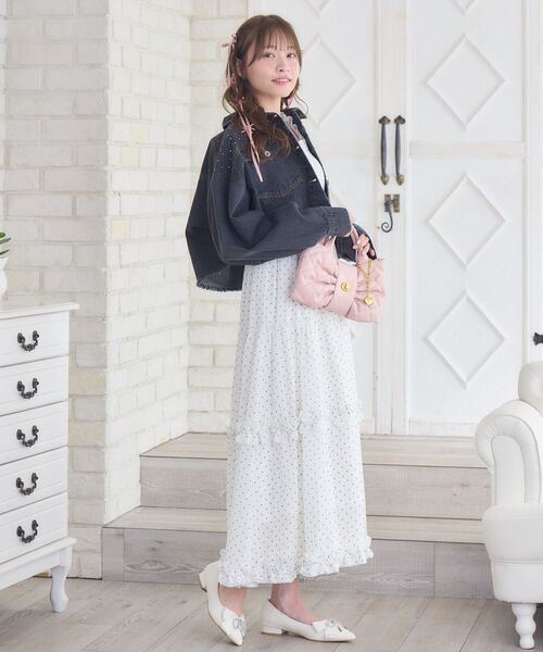 ems excite（エムズエキサイト）の「ビジュー付きデニムJK（デニムジャケット・レディース・ブルー/ブラック・FREE）」の5枚目の写真