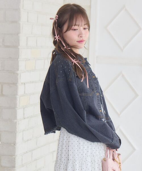 ems excite（エムズエキサイト）の「ビジュー付きデニムJK（デニムジャケット・レディース・ブルー/ブラック・FREE）」の9枚目の写真