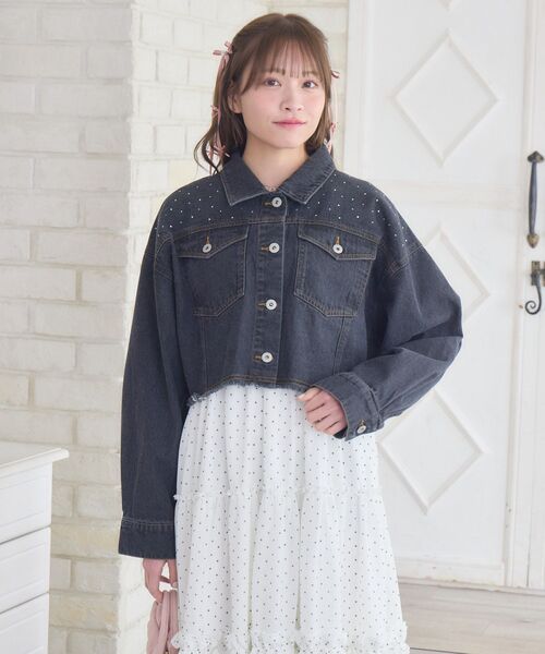 ems excite（エムズエキサイト）の「ビジュー付きデニムJK（デニムジャケット・レディース・ブルー/ブラック・FREE）」の12枚目の写真