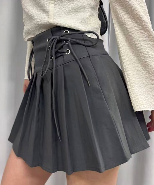 Lots of Love（ロッツオブラブ）の「【 インパン裏地付 】マイクロプリーツミニスカパン（スカート・レディース・グレー/ブラック・L/M）」の2枚目の写真