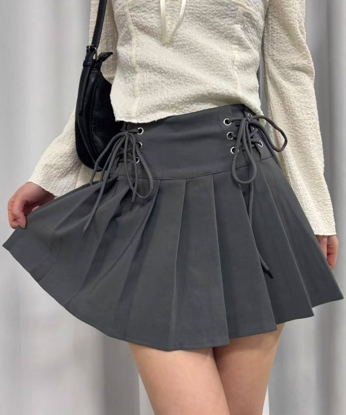 Lots of Love（ロッツオブラブ）の「【 インパン裏地付 】マイクロプリーツミニスカパン（スカート・レディース・グレー/ブラック・L/M）」の3枚目の写真