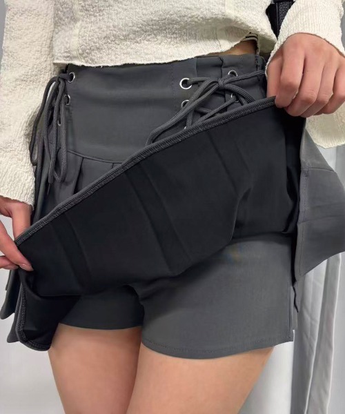 Lots of Love（ロッツオブラブ）の「【 インパン裏地付 】マイクロプリーツミニスカパン（スカート・レディース・グレー/ブラック・L/M）」の6枚目の写真