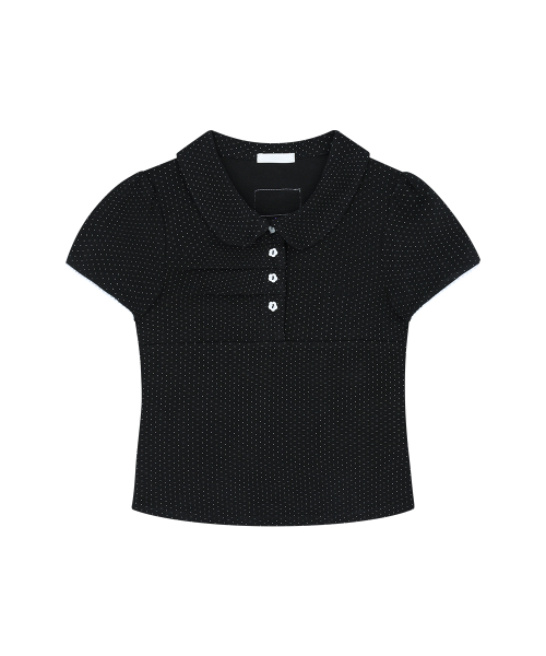 ILLIGO(イリゴ)の「ドットピンタックカラーTシャツブラック(Tシャツ/カットソー・レディース・その他・OS)」の4枚目の写真