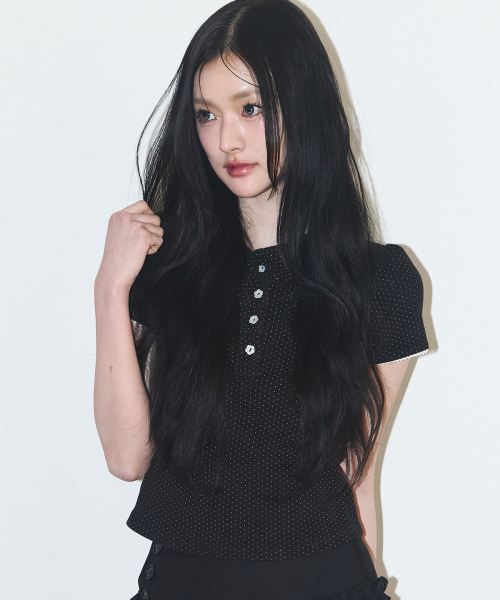 ILLIGO(イリゴ)の「ドットピンタックカラーTシャツブラック(Tシャツ/カットソー・レディース・その他・OS)」の7枚目の写真