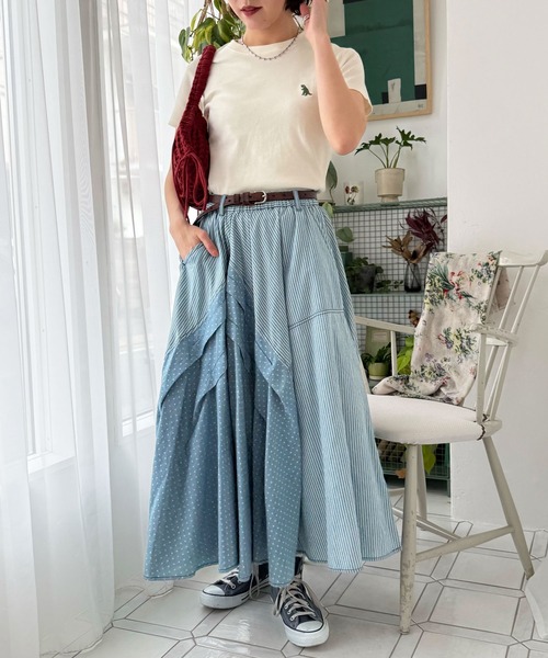 DOUBLE NAME（ダブルネーム）の「【m:rex】ミニ恐竜刺しゅうリブTEE（Tシャツ/カットソー・レディース・ブラック/オフホワイト・FREE）」の10枚目の写真