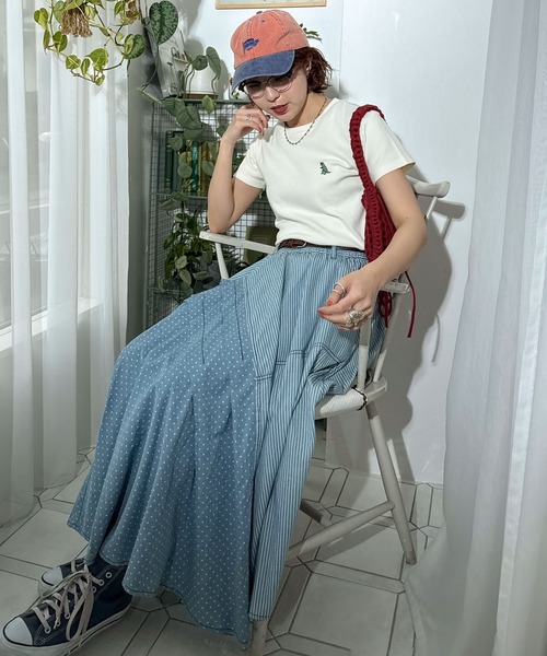 DOUBLE NAME（ダブルネーム）の「【m:rex】ミニ恐竜刺しゅうリブTEE（Tシャツ/カットソー・レディース・ブラック/オフホワイト・FREE）」の12枚目の写真