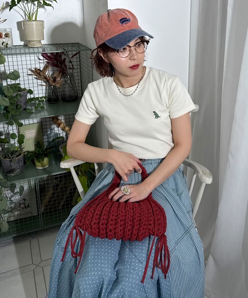 DOUBLE NAME（ダブルネーム）の「【m:rex】ミニ恐竜刺しゅうリブTEE（Tシャツ/カットソー・レディース・ブラック/オフホワイト・FREE）」の13枚目の写真