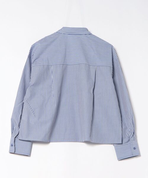m.f.editorial(エムエフエディトリアル)の「【ショート丈 クロップド】m.f.エディトリアル レディース 綿混 ブロード 比翼 長袖 ブラウス(シャツ/ブラウス・レディース・サックスブルー/ブルー・MEDIUM/LARGE)」の4枚目の写真