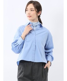 m.f.editorial（エムエフエディトリアル）の「【ショート丈 クロップド】m.f.エディトリアル レディース 綿混ブロード 比翼長袖ブラウス（シャツ/ブラウス）」