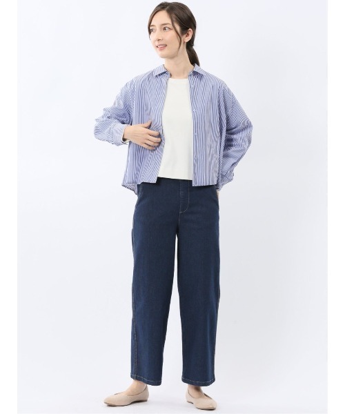 m.f.editorial(エムエフエディトリアル)の「【ショート丈 クロップド】m.f.エディトリアル レディース 綿混 ブロード 比翼 長袖 ブラウス(シャツ/ブラウス・レディース・サックスブルー/ブルー・MEDIUM/LARGE)」の8枚目の写真