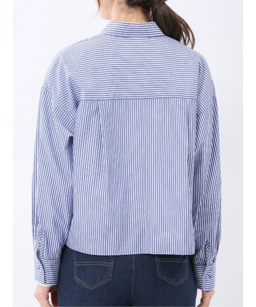m.f.editorial(エムエフエディトリアル)の「【ショート丈 クロップド】m.f.エディトリアル レディース 綿混 ブロード 比翼 長袖 ブラウス(シャツ/ブラウス・レディース・サックスブルー/ブルー・MEDIUM/LARGE)」の11枚目の写真
