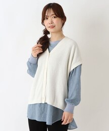 鹿の子編み 肩落ちニットベスト