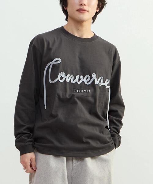 CONVERSE TOKYO（コンバーストウキョウ）の「SPINDLE LOGO LONGSLEEVE TEE（Tシャツ/カットソー・レディース・ホワイト/ピンク/グリーン/スミクロ・MEDIUM/SMALL）」の2枚目の写真