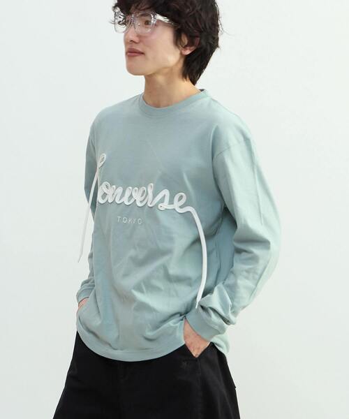 CONVERSE TOKYO（コンバーストウキョウ）の「SPINDLE LOGO LONGSLEEVE TEE（Tシャツ/カットソー・レディース・ホワイト/ピンク/グリーン/スミクロ・MEDIUM/SMALL）」の3枚目の写真