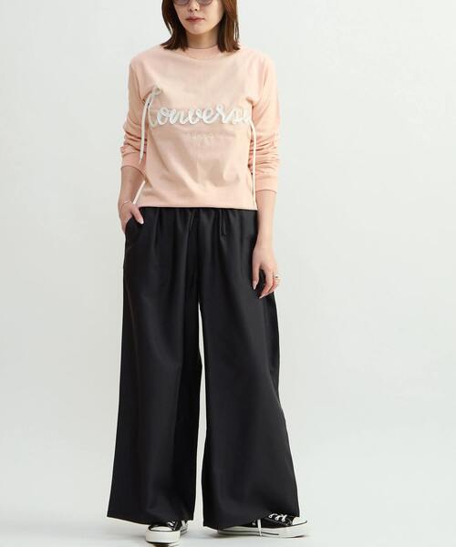 CONVERSE TOKYO（コンバーストウキョウ）の「SPINDLE LOGO LONGSLEEVE TEE（Tシャツ/カットソー・レディース・ホワイト/ピンク/グリーン/スミクロ・MEDIUM/SMALL）」の6枚目の写真